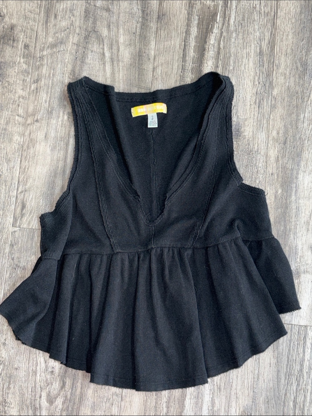 Urban Outfitters Black V-Neck Peplum Tank